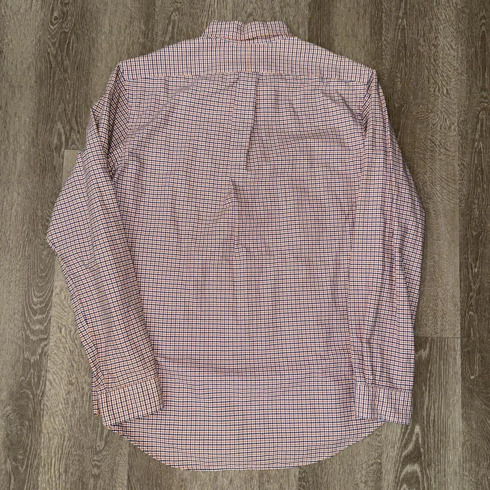 Polo Ralph Lauren Long Sleeve Button Down Oxford Men's Large Orange Blue Check
